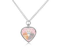 ERSTSNCK Pet Urn Necklace for Ashes Lovely Cat Pattern Heart-Shaped Memorial Pendant with Filling Kit 27.6" Adjustable Chain Cremation Keepsake Jewelry for Dog Cat Sympathy Gift for Pets Lovers