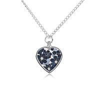 ERSTSNCK Pet Urn Necklace for Ashes Navy Blue Flowers Heart-Shaped Memorial Pendant with Filling Kit 27.6" Adjustable Chain Cremation Keepsake Jewelry for Dog Cat Sympathy Gift for Pets Lovers