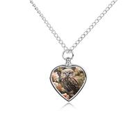 ERSTSNCK Pet Urn Necklace for Ashes Owl And Flower Heart-Shaped Memorial Pendant with Filling Kit 27.6" Adjustable Chain Cremation Keepsake Jewelry for Dog Cat Sympathy Gift for Pets Lovers