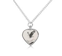 ERSTSNCK Pet Urn Necklace for Ashes Soaring Eagle Heart-Shaped Memorial Pendant with Filling Kit 27.6" Adjustable Chain Cremation Keepsake Jewelry for Dog Cat Sympathy Gift for Pets Lovers