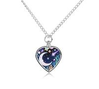 ERSTSNCK Pet Urn Necklace for Ashes Star Ocean Pattern Heart-Shaped Memorial Pendant with Filling Kit 27.6" Adjustable Chain Cremation Keepsake Jewelry for Dog Cat Sympathy Gift for Pets Lovers