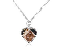 ERSTSNCK Pet Urn Necklace for Ashes Sweet Gingerbread House Heart-Shaped Memorial Pendant with Filling Kit 27.6" Adjustable Chain Cremation Keepsake Jewelry for Dog Cat Sympathy Gift for Pets Lovers