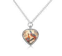 ERSTSNCK Pet Urn Necklace for Ashes Two Phoenixes in Winter Heart-Shaped Memorial Pendant with Filling Kit 27.6" Adjustable Chain Cremation Keepsake Jewelry for Dog Cat Sympathy Gift for Pets Lovers