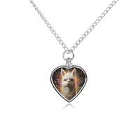 ERSTSNCK Pet Urn Necklace for Ashes White Camel Heart-Shaped Memorial Pendant with Filling Kit 27.6" Adjustable Chain Cremation Keepsake Jewelry for Dog Cat Sympathy Gift for Pets Lovers
