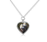 ERSTSNCK Pet Urn Necklace for Ashes White Head Eagle Heart-Shaped Memorial Pendant with Filling Kit 27.6" Adjustable Chain Cremation Keepsake Jewelry for Dog Cat Sympathy Gift for Pets Lovers
