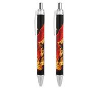 ERSTSNCK Phoenix Flame Black Ballpoint Pens Fine Point (0.5mm) Black Ink Pen Retractable Ball Point Pens with Comfortable Full Grip for Journaling, And Office Writing Ideal 2 PCS