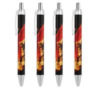ERSTSNCK Phoenix Flame Black Ballpoint Pens Fine Point (0.5mm) Black Ink Pen Retractable Ball Point Pens with Comfortable Full Grip for Journaling, And Office Writing Ideal 4 PCS