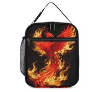 ERSTSNCK Phoenix Flame Lunch Bag for Adults Reusable Insulated Lunchbox Leakproof Small Lunch Box Tote for Men & Women Portable Food Cooler Bag for Work, Office, Picnics