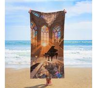 ERSTSNCK Piano Castle Beach Towel Oversized 31" X 63" Absorbent Towels Quick Dry Pool Towel Lightweight Bath Towels Sandproof Beach Blanket for Gym Swimming Sports Travel Gifts