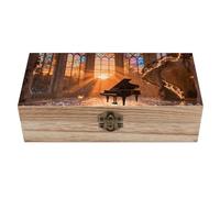 ERSTSNCK Piano Castle Wooden Storage Box Elegant Retro Jewelry Box with Hinged Lid Decorative Keepsake Boxes Decor Handmade Organizer Boxes for Wedding, Party, Gift, Diy Craft, Home Decor
