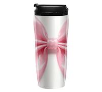ERSTSNCK Pink Bow 12 Oz Travel Coffee Mug Vacuum Insulated Travel Mug Leakproof Cup with Lid Reusable Coffee Tumbler for Hot And Cold Drinks, Gift for Men And Women