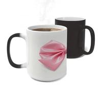 ERSTSNCK Pink Bow Color Changing Mug Heat Changing Coffee Mug Funny Magic Cup Heat Sensitive Travel Mugs Novelty Coffee Cups Personalized Customized Gift for Men Women 11 Oz