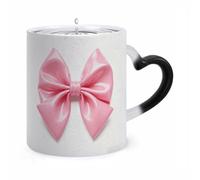 ERSTSNCK Pink Bow Color Changing Mug Heat Changing Coffee Mugs Funny Magic Cup Heat Sensitive Travel Mug Novelty Coffee Cups Personalized Customized Gift Idea for Men & Women 11 Oz