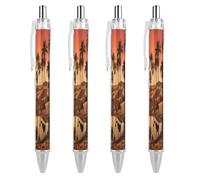 ERSTSNCK Plam Tree And Sunset Black Ballpoint Pens Fine Point (0.5mm) Black Ink Pen Retractable Ball Point Pens with Comfortable Full Grip for Journaling, And Office Writing Ideal 4 PCS