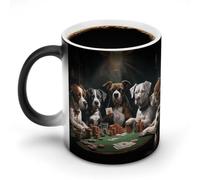 ERSTSNCK Playing Poker Dogs Color Changing Mug 11 Oz Heat Changing Coffee Mugs Funny Magic Cup Heat Sensitive Ceramics Mug Novelty Coffee Cups Personalized Customized Gift Idea for Men & Women