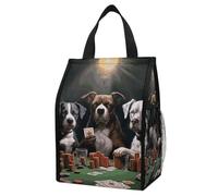 ERSTSNCK Playing Poker Dogs Insulated Lunch Bag Leakproof Insulated Cooler Bags Reusable Cooler Tote Foldable Lunchbox for Adult Women Men for Work Travel Picnic