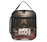 ERSTSNCK Poker Tournament Lunch Bag for Adults Reusable Insulated Lunchbox Leakproof Small Lunch Box Tote for Men & Women Portable Food Cooler Bag for Work, Office, Picnics