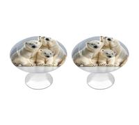 ERSTSNCK Polar Bear and Cub Cabinet Knobs, 2-Pack Silver Stainless Steel Drawer Pulls with Screws, Elegant Hardware for Dressers, Kitchen,Cabinets & Desks