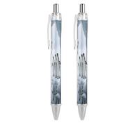 ERSTSNCK Polar Bear And Penguin Black Ballpoint Pens Fine Point (0.5mm) Black Ink Pen Retractable Ball Point Pens with Comfortable Full Grip for Journaling, And Office Writing Ideal 2 PCS