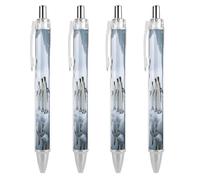ERSTSNCK Polar Bear And Penguin Black Ballpoint Pens Fine Point (0.5mm) Black Ink Pen Retractable Ball Point Pens with Comfortable Full Grip for Journaling, And Office Writing Ideal 4 PCS