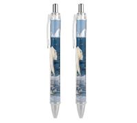 ERSTSNCK Polar Bear Black Ballpoint Pens Fine Point (0.5mm) Black Ink Pen Retractable Ball Point Pens with Comfortable Full Grip for Journaling, And Office Writing Ideal 2 PCS