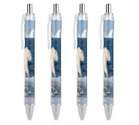 ERSTSNCK Polar Bear Black Ballpoint Pens Fine Point (0.5mm) Black Ink Pen Retractable Ball Point Pens with Comfortable Full Grip for Journaling, And Office Writing Ideal 4 PCS