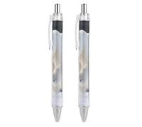 ERSTSNCK Polar Bear Black Ballpoint Pens Fine Point (0.5mm) Black Ink Pen Retractable Ball Point Pens with Comfortable Full Grip for Journaling, And Office Writing Ideal 2 PCS