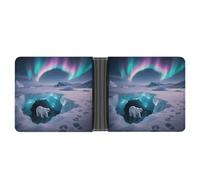 ERSTSNCK Polar Bears Northern Light Wallet for Men Bifold Rfid Blocking Slim Money Clip Front Pocket Wallet Card Holder