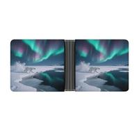 ERSTSNCK Polar Bears Northern Lights Wallet for Men Bifold Rfid Blocking Slim Money Clip Front Pocket Wallet Card Holder