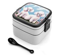 ERSTSNCK Poodles Dogs Bento Box 1000ml Leak Proof Lunch Container with Removable Dividers & Spoon - BPA-Free PP Stackable Lunch Box for Work, Office, Picnic, Travel, Dining Out
