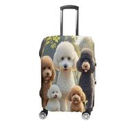 ERSTSNCK Poodles Dogs Luggage Suitcase Covers Elastic Washable Cute Luggage Protector Travel Suitcase Protective Cover For Adult (Fit 19-32 Inch Luggages), white, XL, Poodles Dogs