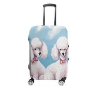 ERSTSNCK Poodles Dogs Luggage Suitcase Covers Elastic Washable Cute Luggage Protector Travel Suitcase Protective Cover For Adult (Fit 19-32 Inch Luggages) X-Large, white, S, Poodles Dogs