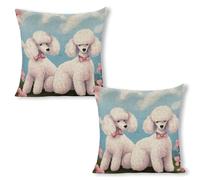 ERSTSNCK Poodles Dogs Pillow Covers 18"x18"（2pcs） Linen Throw Pillow Covers - Double Sided Decorative Square Cushion Cases for Sofa, Bed, Chair (No Insert Included)
