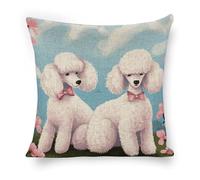 ERSTSNCK Poodles Dogs Pillow Covers 18"x18" Linen Throw Pillow Covers - Double Sided Decorative Square Cushion Cases for Sofa, Bed, Chair (No Insert Included)