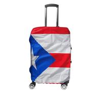 ERSTSNCK Puerto Rico Flag Luggage Suitcase Covers Elastic Washable Cute Luggage Protector Travel Suitcase Protective Cover For Adult (Fit 19-32 Inch Luggages), white, M, Puerto Rico Flag