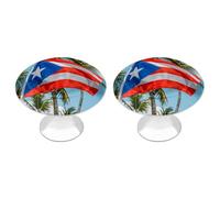 ERSTSNCK Puerto Rico Flags Frog Palm Trees Cabinet Knobs, 2-Pack Silver Stainless Steel Drawer Pulls with Screws, Elegant Hardware for Dressers, Kitchen,Cabinets & Desks
