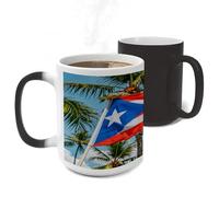 ERSTSNCK Puerto Rico Flags Frog Palm Trees Color Changing Mug Heat Changing Coffee Mug Funny Magic Cup Heat Sensitive Travel Mugs Novelty Coffee Cups Personalized Customized Gift for Men Women 11 Oz