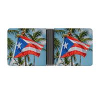 ERSTSNCK Puerto Rico Flags Frog Palm Trees Wallet for Men Bifold Rfid Blocking Slim Money Clip Front Pocket Wallet Card Holder