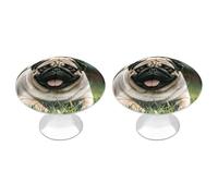 ERSTSNCK Pug Dogs Cabinet Knobs, 2-Pack Silver Stainless Steel Drawer Pulls with Screws, Elegant Hardware for Dressers, Kitchen,Cabinets & Desks