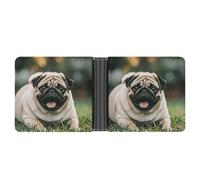 ERSTSNCK Pug Dogs Wallet for Men Bifold Rfid Blocking Slim Money Clip Front Pocket Wallet Card Holder