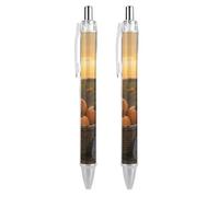 ERSTSNCK Pumpkins in Field Black Ballpoint Pens Fine Point (0.5mm) Black Ink Pen Retractable Ball Point Pens with Comfortable Full Grip for Journaling, And Office Writing Ideal 2 PCS