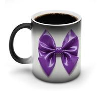 ERSTSNCK Purple Bow Color Changing Mug 11 Oz Heat Changing Coffee Mugs Funny Magic Cup Heat Sensitive Ceramics Mug Novelty Coffee Cups Personalized Customized Gift Idea for Men & Women