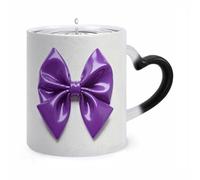 ERSTSNCK Purple Bow Color Changing Mug Heat Changing Coffee Mugs Funny Magic Cup Heat Sensitive Travel Mug Novelty Coffee Cups Personalized Customized Gift Idea for Men & Women 11 Oz