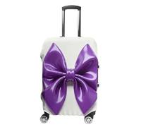 ERSTSNCK Purple Bow Luggage Suitcase Covers Elastic Washable Cute Luggage Protector Travel Suitcase Protective Cover For Adult (Fit 19-32 Inch Luggages), white, M, Purple Bow