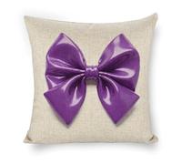ERSTSNCK Purple Bow Pillow Covers 18"x18" Linen Throw Pillow Covers - Double Sided Decorative Square Cushion Cases for Sofa, Bed, Chair (No Insert Included)