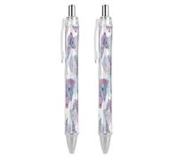 ERSTSNCK Purple Butterfly Black Ballpoint Pens Fine Point (0.5mm) Black Ink Pen Retractable Ball Point Pens with Comfortable Full Grip for Journaling, And Office Writing Ideal 2 PCS