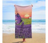 ERSTSNCK Purple Lavender Fields Beach Towel Oversized 31" X 63" Absorbent Towels Quick Dry Pool Towel Lightweight Bath Towels Sandproof Beach Blanket for Gym Swimming Sports Travel Gifts