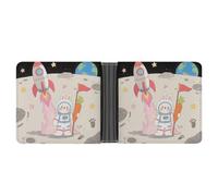 ERSTSNCK Rabbit on The Moon Wallet for Men Bifold Rfid Blocking Slim Money Clip Front Pocket Wallet Card Holder