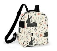 ERSTSNCK Rabbit Outline Pattern Small Backpack for Women Mini Backpack Purse Travel Fashion Roomy Shoulder Handbag