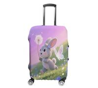 ERSTSNCK Rabbit with Bluebells Luggage Suitcase Covers Elastic Washable Cute Luggage Protector Travel Suitcase Protective Cover For Adult (Fit 19-32 Inch Luggages), white, XL, Rabbit With Bluebells